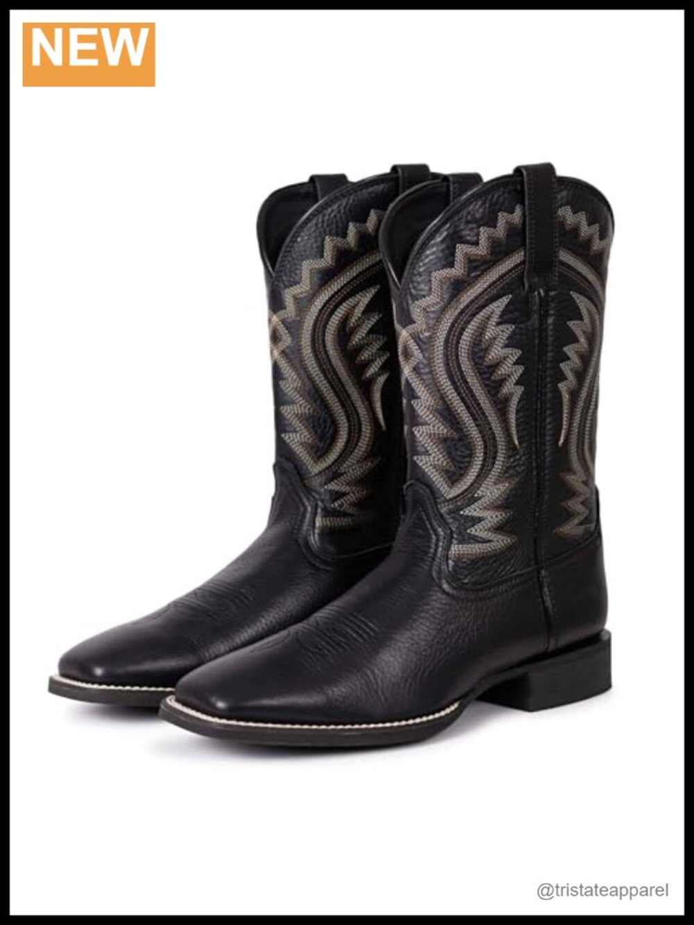 Men's Full Grain Cowhide Western Cowboy Boots Square Toe Slip-Resistant
